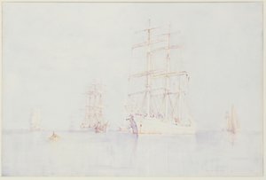 Moored Clippers by Henry Scott Tuke