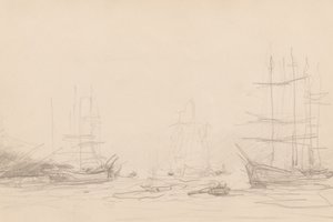 Shipping in Falmouth Harbour by Henry Scott Tuke