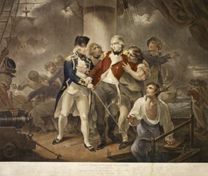 Capt. Trollope in the Glatton of 54 Carronades Engaging a French Squadron of 8 ships of war carrying 230 guns, engraved by James Daniell, 1797 by Henry Singleton