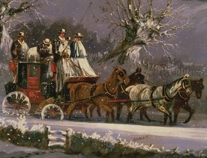 London to Dover coach in the snow by Henry Thomas Alken