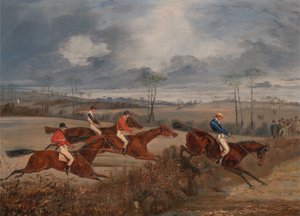 Scenes from a steeplechase: Taking a Hedge, ca. 1845 by Henry Thomas Alken