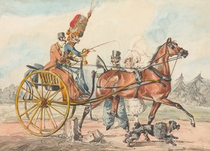 Sporting Discoveries, or the Miseries of Driving... You Discover you Have Overlooked a Small Post on your Whip Hand by Henry Thomas Alken