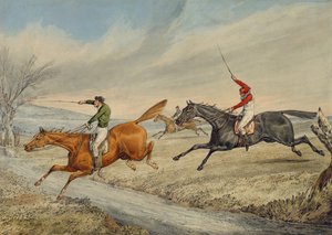 Steeplechasing: Three Riders Taking a Brook