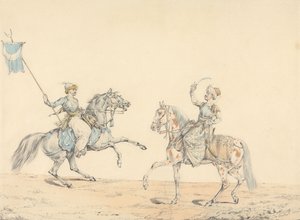 Two Turkish Cavalrymen by Henry Thomas Alken