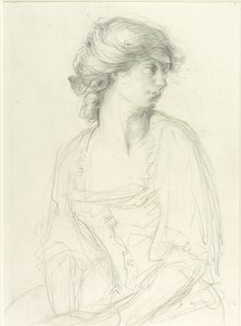 Half-length Study of a Seated Girl by Henry Tonks