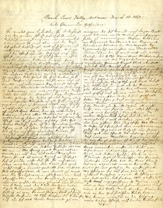 Letter signed Henry [Henry Voelkner], Brush Creek Valley, Arkansas, to his parents, brothers, and sisters, March 18, 1862