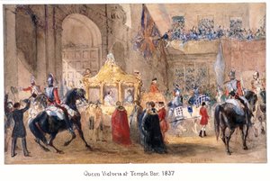 Queen Victoria at Temple Bar, London, 1837
