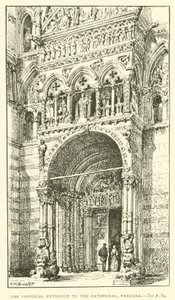 The Principal Entrance to the Cathedral, Ferrara by Henry William Brewer