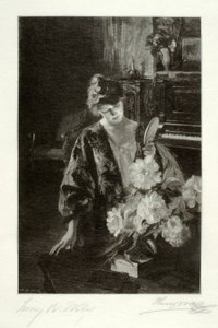 Girl and Peonies (The Hand Mirror)