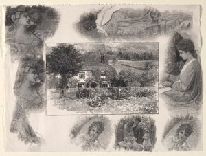 Landscape with Cottage and Cows Surrounded by Various Sketches