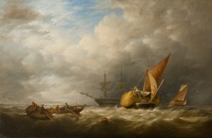 Hay Barges in the Thames Estuary by Herbert Alfred Bone