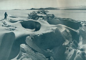 A Pressure Ridge in the Sea-Ice Running Towards Cape Barne, 1911 by Herbert Ponting