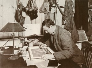 Dr. Wilson Working Up The Sketch Which Is Given at P. 258, 1911, 1913 by Herbert Ponting