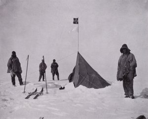 It was a black flag, the Norwegian flag. Amundsen was first at the pole