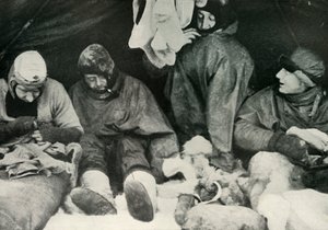 Members of the Polar Party Getting Into Their Sleeping-Bags by Herbert Ponting