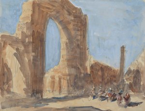 The Quwwat-ul-Islam Mosque and the Iron Pillar of Delhi, Qutub Minar Complex by Hercules Brabazon Brabazon