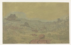 Valley with a River and a Town with Four Towers by Hercules Segers