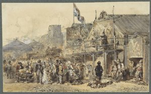 Fair in Leeuwarden, the Oldenhove in the Distance by Herman Frederik Carel ten Kate