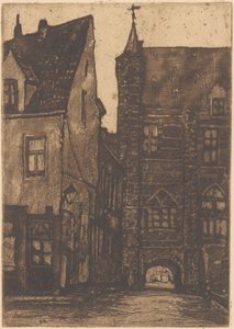 View of the Vleeshuis in Antwerp by Herman Heuff (signed by artist)