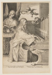 St. Cecilia Playing the Organ with Two Angels by Herman Jansz. Muller