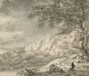 Mountainous Landscape with a Hiker by Herman Nauwincz
