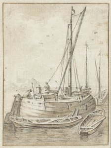 Boat with Two Rowboats by Herman Saftleven