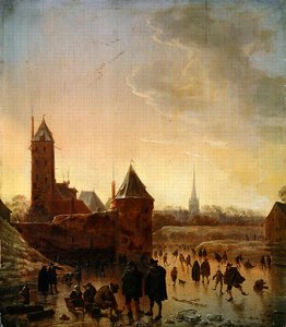 Ice Skating in front of the Utrecht City Walls