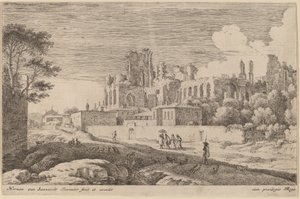 Landscape with Ruins and a Woman with a Parasol by Herman van Swanevelt