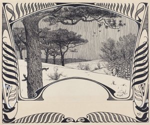 A Winter Landscape Within a Jugendstil Border
