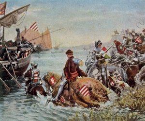 Rescue of the Future Emperor Sigismund in the Battle of Nicopolis by the Burgrave John of Nuremberg by Hermann Joseph Wilhelm Knackfuss