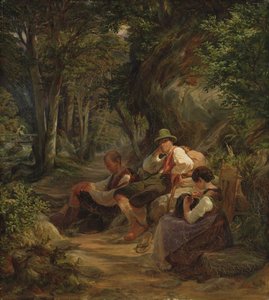 Three Upper Bavarians Resting on an Alpine Path by Hermann Kauffmann