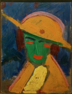 Green Woman with Yellow Hat I by Hermann Stenner