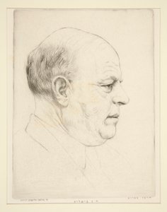 H. N. Bialik (portrait of head in profile) by Hermann Struck