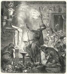 A young Egyptian pharaoh in a temple