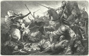 Christians Fighting the Almohads at the Battle of Las Navas de Tolosa, Spain, 1212 by Hermann Vogel