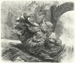 Frederick Barbarossa Drowning in the River Saleph on the Third Crusade, 1190 by Hermann Vogel