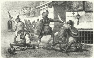 Gladiators Fighting in the Arena in Ancient Rome by Hermann Vogel