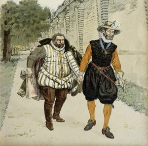 Henry IV and Charles de Lorraine, Duke of Mayenne. First reconciliatory interview between the two enemies, Mayenne, leader of the legueurs and the king, in the gardens of the Chateau de Montceaux, in the Brie, in 1596. Illustration