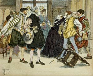 The Attack of Jean Chatel on 27 December 1594, During a Royal Audience, to Assassinate Henry IV by Hermann Vogel