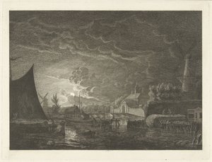 View of the Marepoort in Leiden by Hermanus Fock