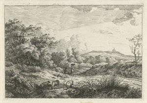 Landscape with Shepherd and Woman by Hermanus Fock