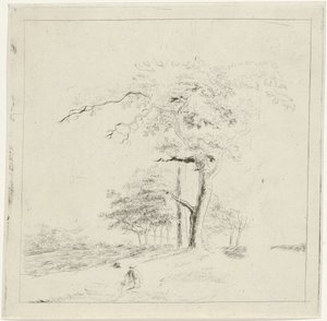 Study with Man on Log by Hermanus Fock
