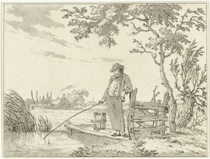 Fisherman on a Jetty by Hermanus Fock