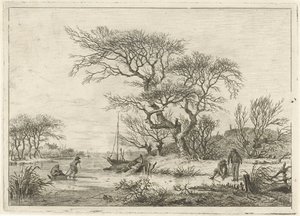 Winter Landscape with Skaters by Hermanus Fock
