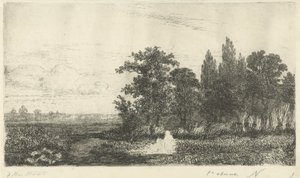 Man and Woman by a Stream at the Edge of the Forest by Hermanus Jan Hendrik van Rijkelijkhuysen