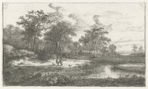Two Hunters by a Fen by Hermanus Jan Hendrik van Rijkelijkhuysen