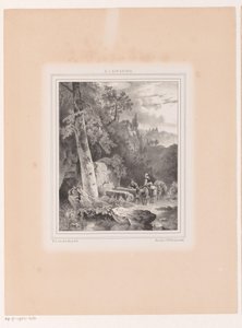 Landscape with Man, Woman, and Two Donkeys by a Well by Hermanus Johannes van den Hout
