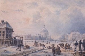 Figures on a Frozen Canal, Amsterdam
