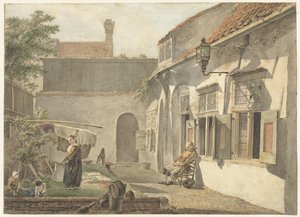 Courtyard with Figures in Utrecht