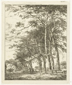 Two Standing Figures by Tall Trees by Hermanus van Brussel